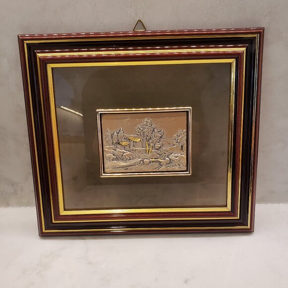 Vintage Art Decor Sterling Silver 925 Picture of Houses, Stream, Bridge - Picture 1 of 7